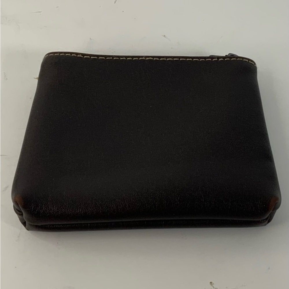 Vinyl Womens Brown Wallet Front ID Window Zippered pocket